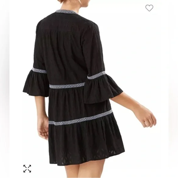 Tommy Bahama Jacquard Tiered Dress with Tassel Trim & Bell Sleeves - Picture 2 of 8